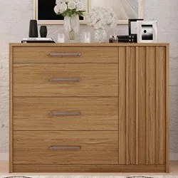 Cômoda 4 Gavetas e 1 Porta Ripada Pallas C01 Buriti/Fendi - Mpozenato