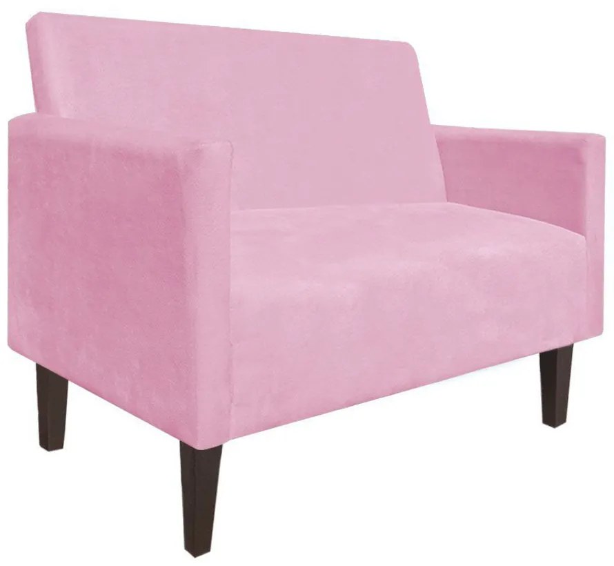 Kit Namoradeira 02 Lugares e 02 Poltronas Jade Suede Rosa Bebê Pés Chanfrado Tabaco - D'Rossi