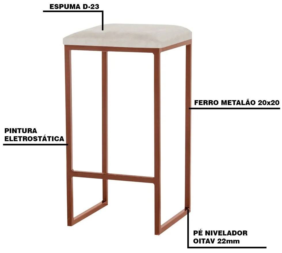 Banqueta Decorativa Billie Base Bronze Suede Bege G41 - Gran Belo