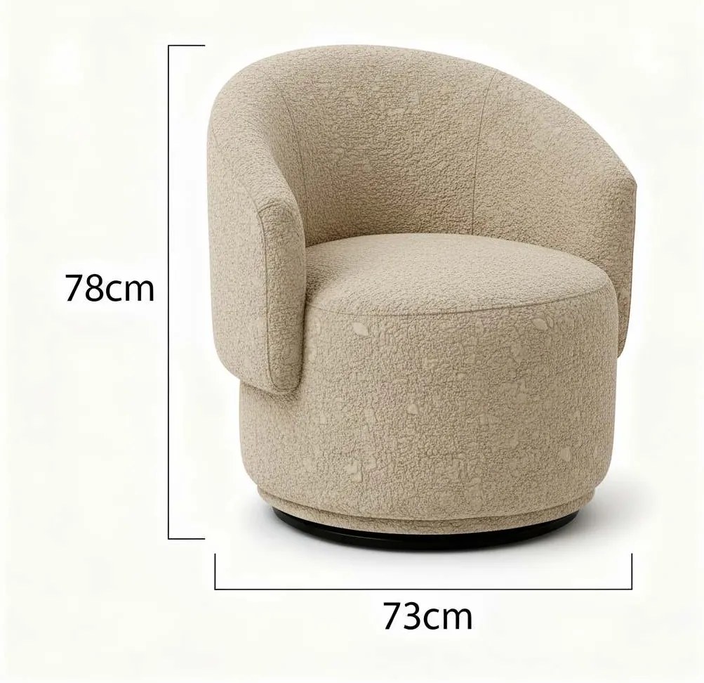 Poltrona Decorativa Giratória Sala de Estar Recepção Jasmine Bouclé