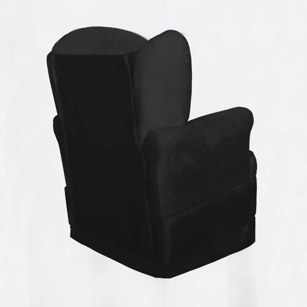 Conjunto Poltrona Ana de Amamentação com Balanço + Puff Ana Suede Preto