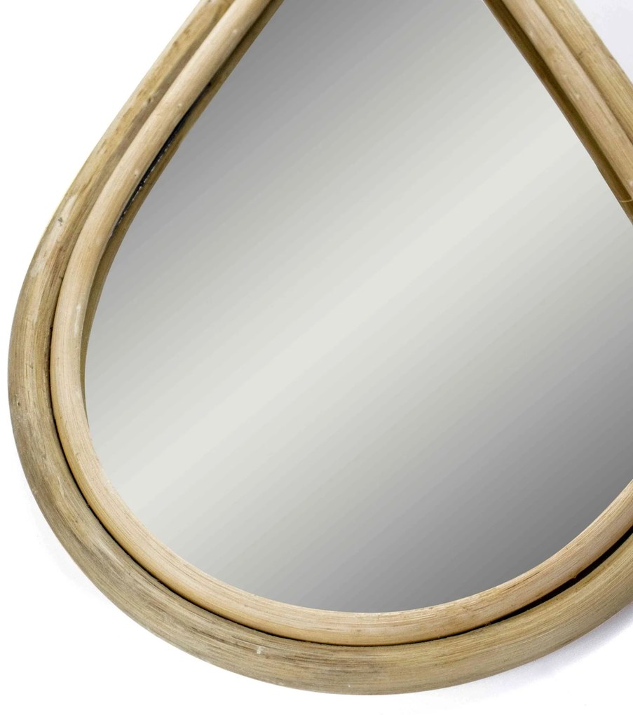 Espelho Decorativo Gota Em Rattan Madeira Oval 75x40 Cm - D'Rossi