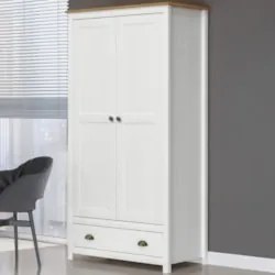 Guarda Roupa Solteiro 91cm 2 Portas 1 Gaveta Lázio Branco/Freijó F07 -