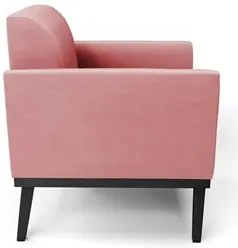 Sofá Namoradeira e 2 Poltronas Base Madeira Preto Maressa Suede Rosê -