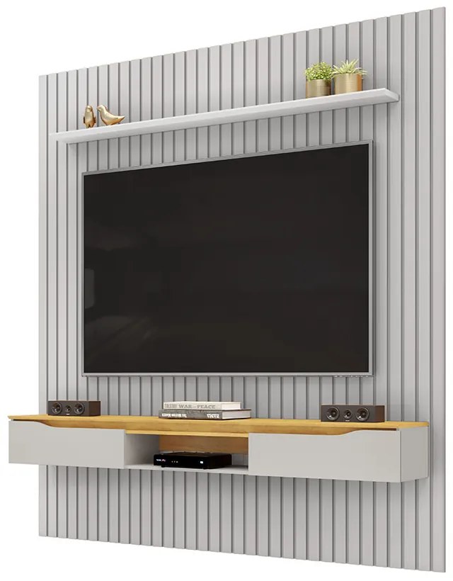 Painel Suspenso Ripado Seko TV 65" Borda Chanfrada Bali/Cedro G18 - Gran Belo