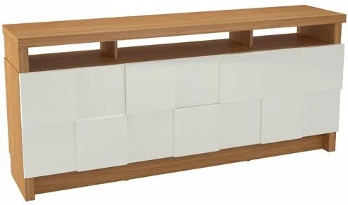Buffet Ornato Quadriculado com 2 Portas e 2 Gavetas cor Freijo com Off White 1,76 MT (LARG) - 55519 Sun House