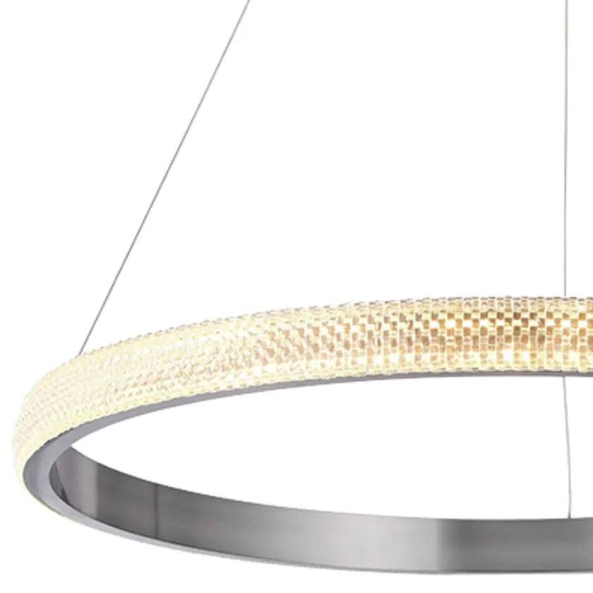 Pendente Oca Aro Ø60X4Cm Led 32W 3000K Bivolt | Bella Iluminação Gd001... (Nickel)