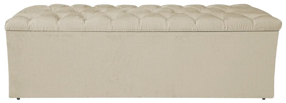 Calçadeira Estofada Liverpool 195 cm King Size Linho Bege - ADJ Decor