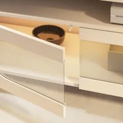 Painel TV 85 Pol Nobre e Rack Bancada Ária Off/Cinamomo - HB Móveis