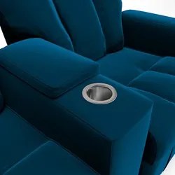 Poltrona Reclinável Para Cinema 2 Lugares Praddo FH9 Veludo Azul Marin