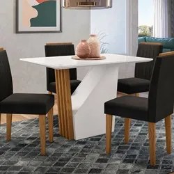Mesa De Jantar 4 Lugares 120cm Venetti N02 Ypê/Off White - Mpozenato
