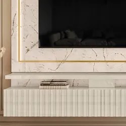 Painel Para TV Até 75 Pol. Com LED 2 Gavetas Gaia Calacata/Off White -