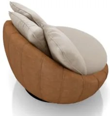 Poltrona para Sala Giratória Redonda Saphire Z32 Veludo Bege/Caramelo