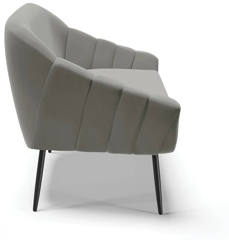 Namoradeira 02 Lugares Giovana Suede Grafite Pés Palito de Ferro - D'Rossi