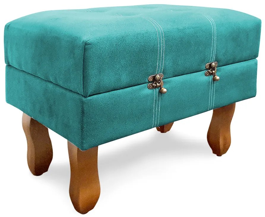 Puff Baú Decorativo Caribe 50x40cm Suede Turquesa - Sheep Estofados - Água