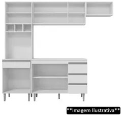 Cozinha Modulada 4 Peças Balcão sem Tampo 120cm Andréia Cinza - AJL Mó