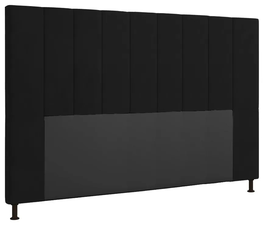 Cabeceira Casal King Cama Box 195cm para Quarto Malibu Suede M11 - D'Rossi - Preto