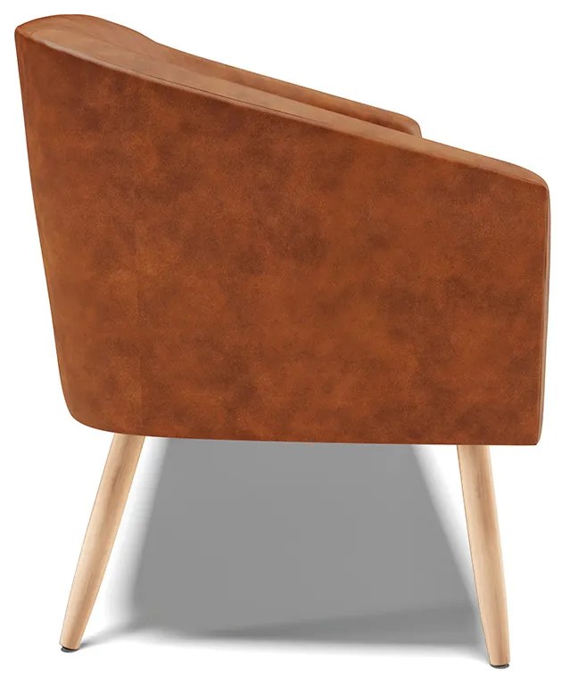 Sofá 2 Lugares Namoradeira Pé Palito Natural Stella Sintético PU Nozes D03 - D'Rossi