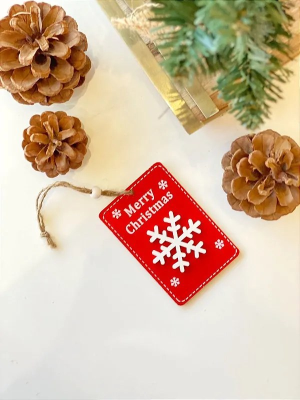 Tag Merry Christmas Floco de Neve