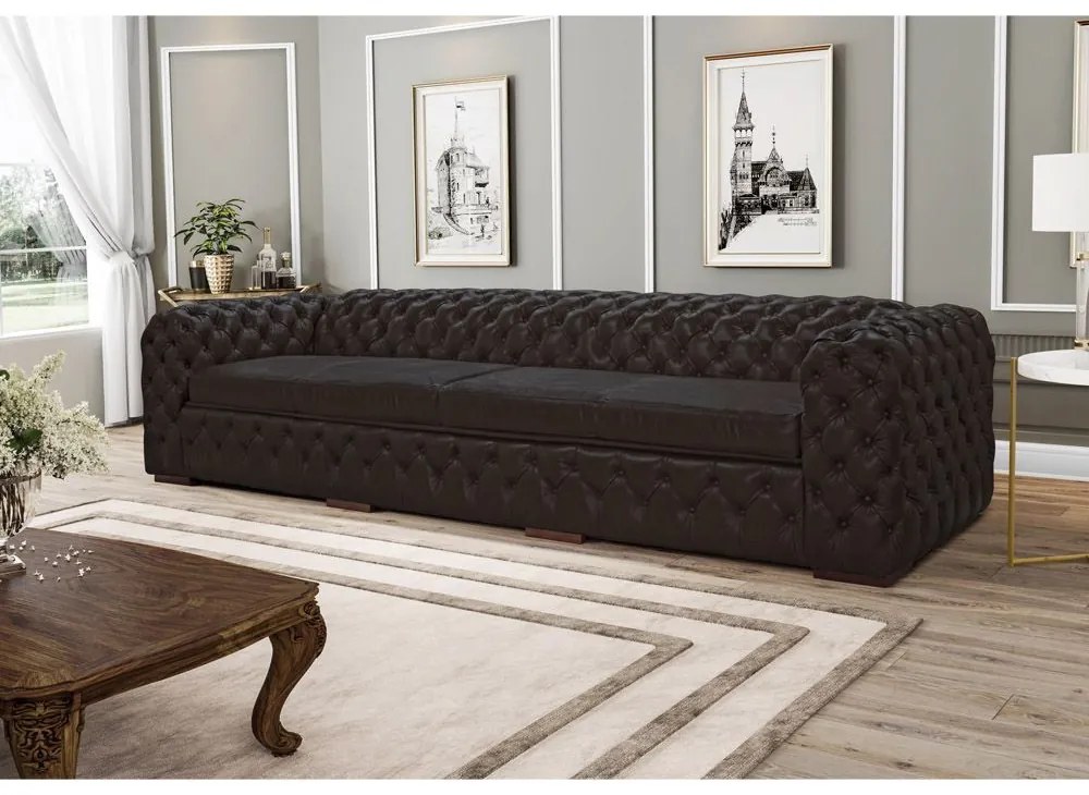 Sofá 4 Lugares Astúria 280cm Couro Marrom Fosco G58 - Gran Belo