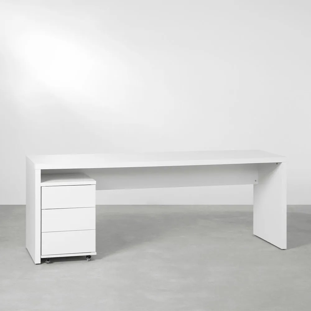Conjunto Office - Bancada Contemporânea Branco 1,36m + Módulo Contemporâneo Branco 42,5cm