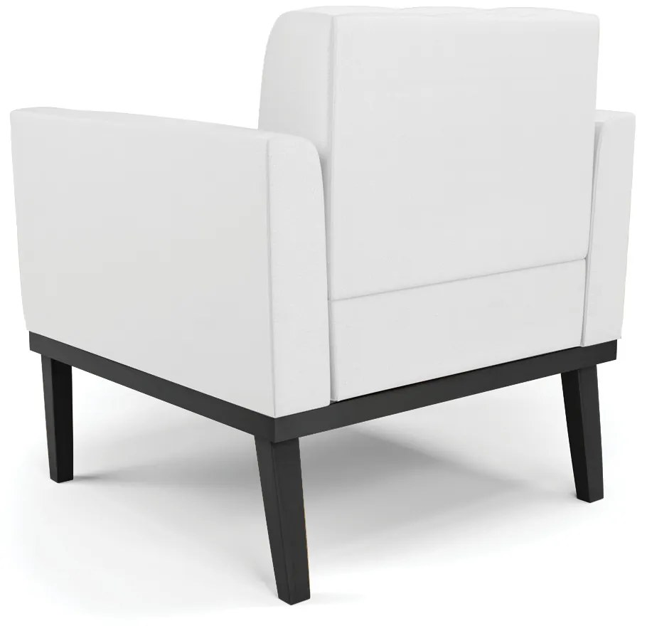 Sofá Namoradeira e 2 Poltronas Base de Madeira Preto Elisa Corino D03 - D'Rossi - Branco