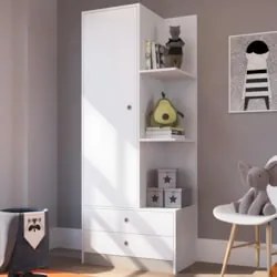 Guarda Roupa Infantil 1 Porta e 2 Gavetas Juno Branco A05  - Mpozenato