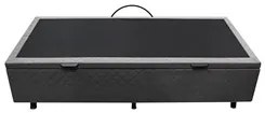 Base Box Baú para Cama Solteiro 88x188cm Liz S05 Suede Bordado Cinza -