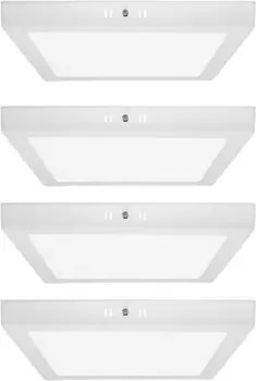 Kit 4 Plafons LED Sobrepor Quadrado 18W Branco Fosco 22,5Cm