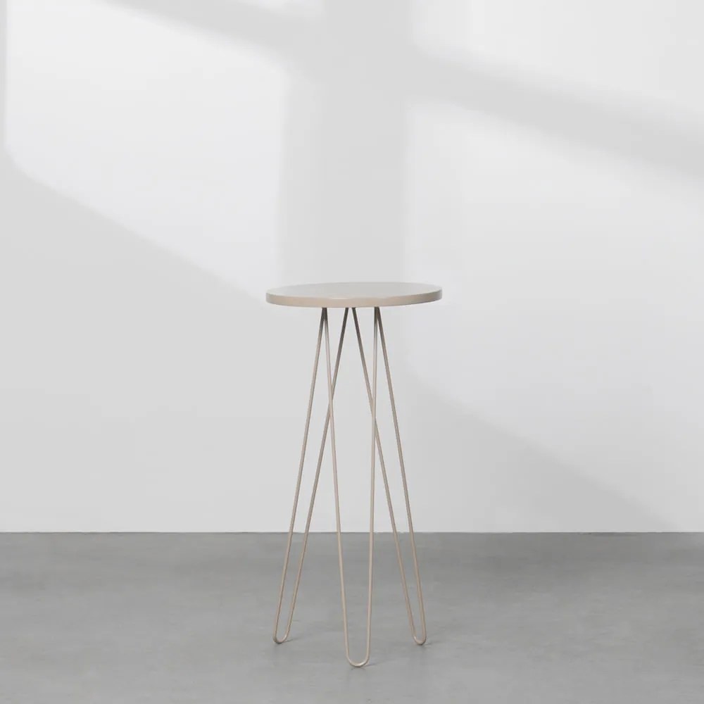 Mesa Lateral Fancy Redonda Areia - Mesa Lateral Fancy Redonda 26x58cm – Areia