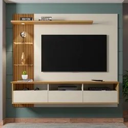 Painel Bancada Suspensa Para TV Até 60 Polegadas Trend Off White/Cinam