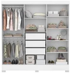 Guarda Roupa Casal 6 Portas 3 Gavetas Pratico D02 Branco - Mpozenato