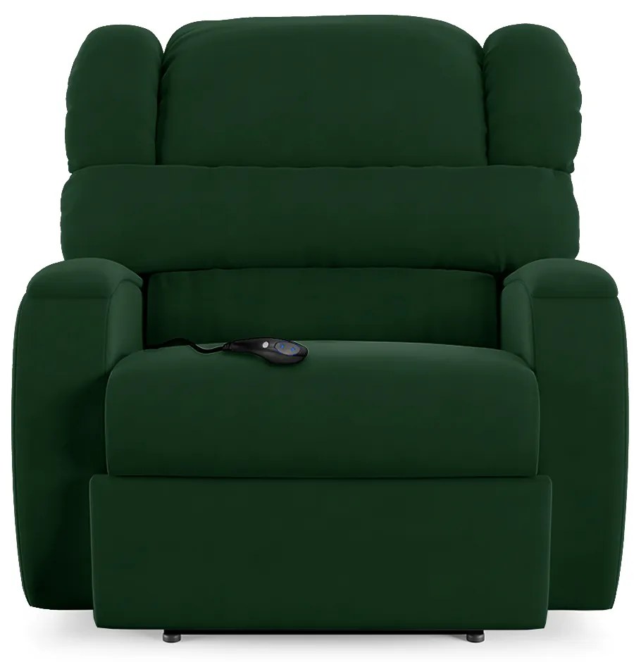 Poltrona do Papai Sala de Cinema Reclinável Kylie Controle Power Elétrico Veludo Verde Esmeralda G23