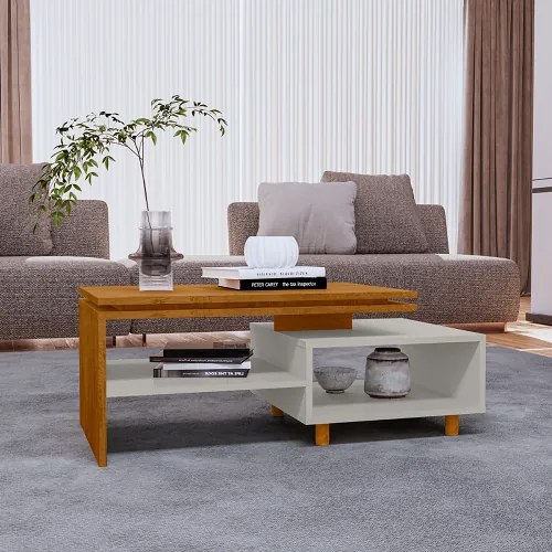Mesa De Centro Lima Naturalle/Off White - Bechara Móveis