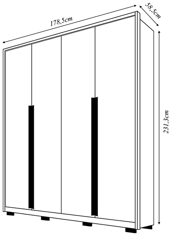 Guarda Roupa Solteiro Space com 4 Portas de Bater 3 Gavetas MDF Freijo/Offwhite G11 - Gran Belo