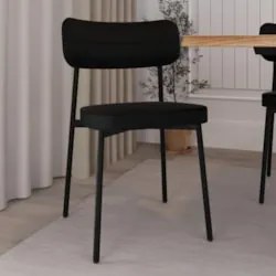 Cadeira de Jantar Estofada Kit 6 Ella M25 Linho Grafite - Mpozenato