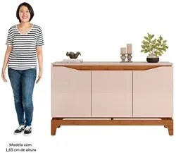 Balcão Buffet para Sala de Jantar 3 Portas 139cm Alice D04 Freijó/Off