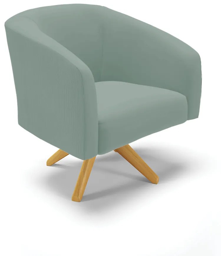 Poltrona Decorativa Giratória MA30 Stella Cotelê Ext/Veludo D03 - D'Rossi - Menta