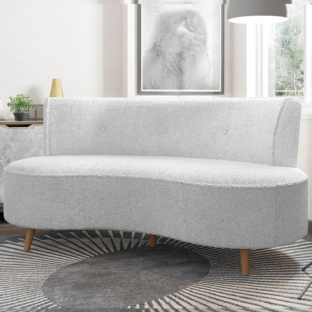 Sofá Living 2 Lugares 135cm Aang Pés Palito Bouclê Off White G33 - Gran Belo