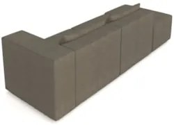 Sofá 4 Lugares 303cm Com Puff Esquerdo Fay Veludo Marrom Z55 - Mpozena