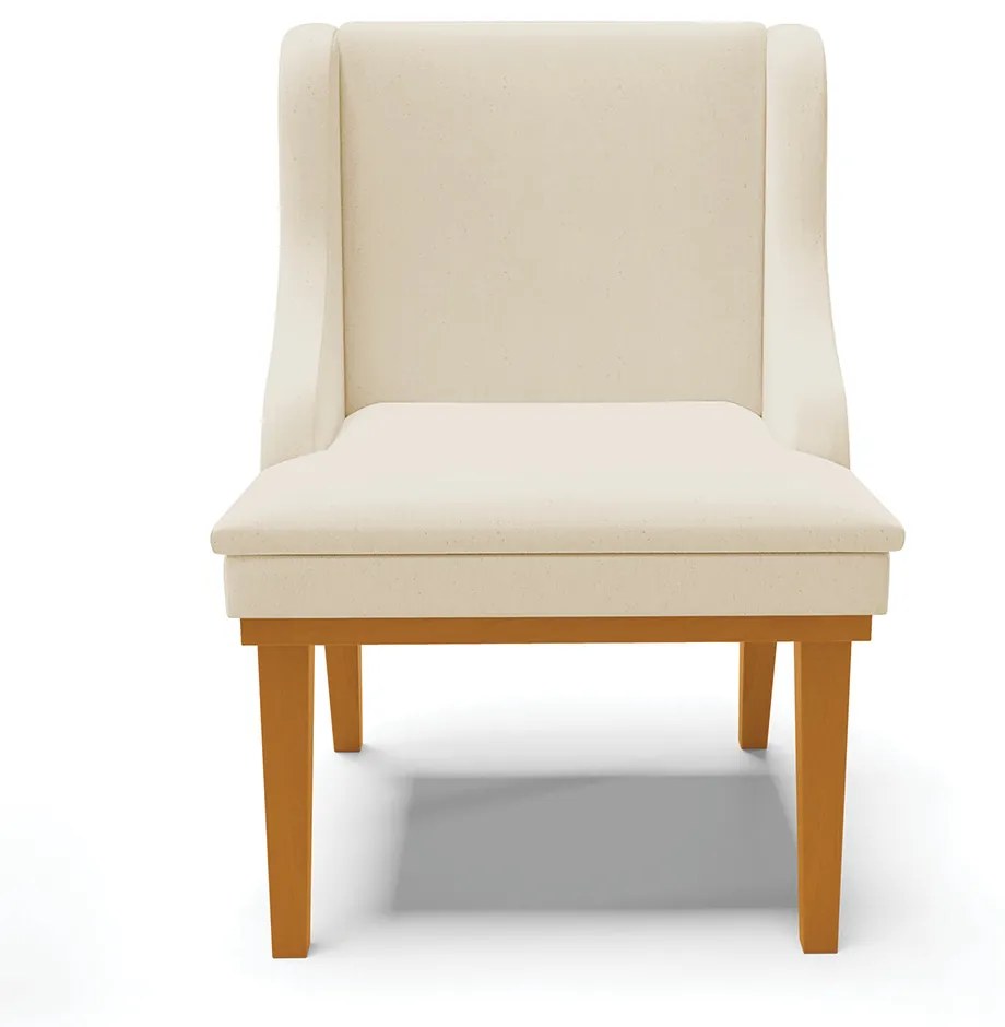 Cadeira Sala Jantar Kit 6 Liz Base Madeira Castanho Linho D03 - D'Rossi				 - A19 Bege