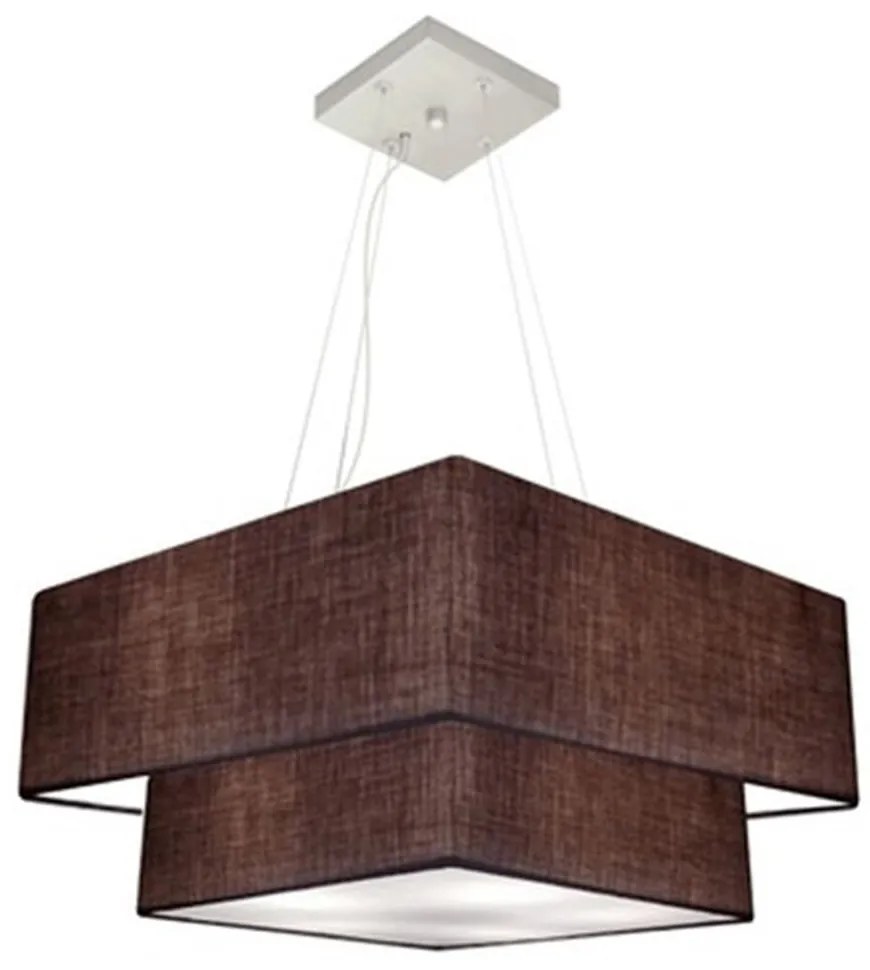 Lustre Pendente Duplo Quadrado Vivare Md-4066 Cúpula em Tecido 50x35cm Café - Bivolt