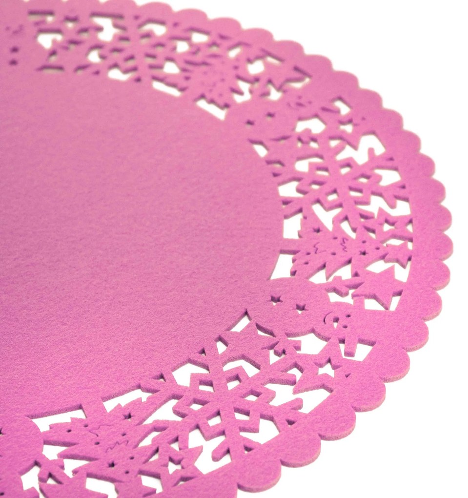 Jogo Americano Redondo Natalino 1 Unidade Tecido 35cm Borda Vazada Rosa F04 - D'Rossi