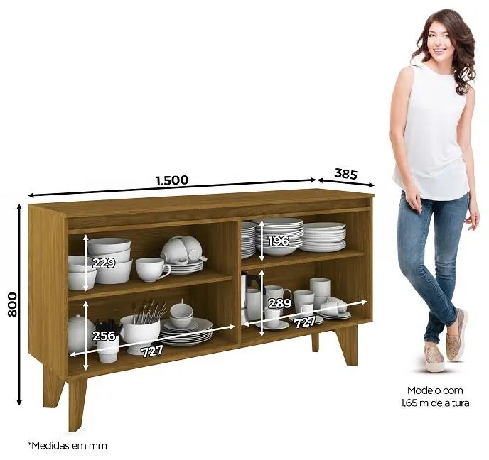 Buffet Aparador 4 Portas Quartzo Multiuso Nature/Off White