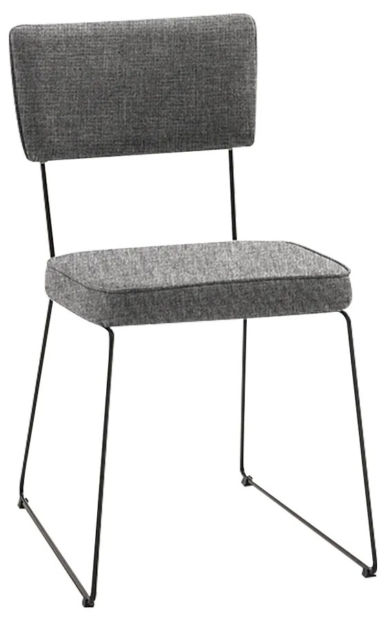 Cadeira de Jantar Decorativa Base Aço Preto Luigi Linho Cinza G17 - Gran Belo