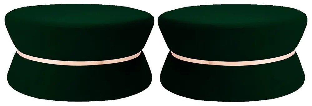 Kit 02 Puffs Decorativo Sala de Estar 95cm Dhaka Veludo Verde G15 - Gran Belo