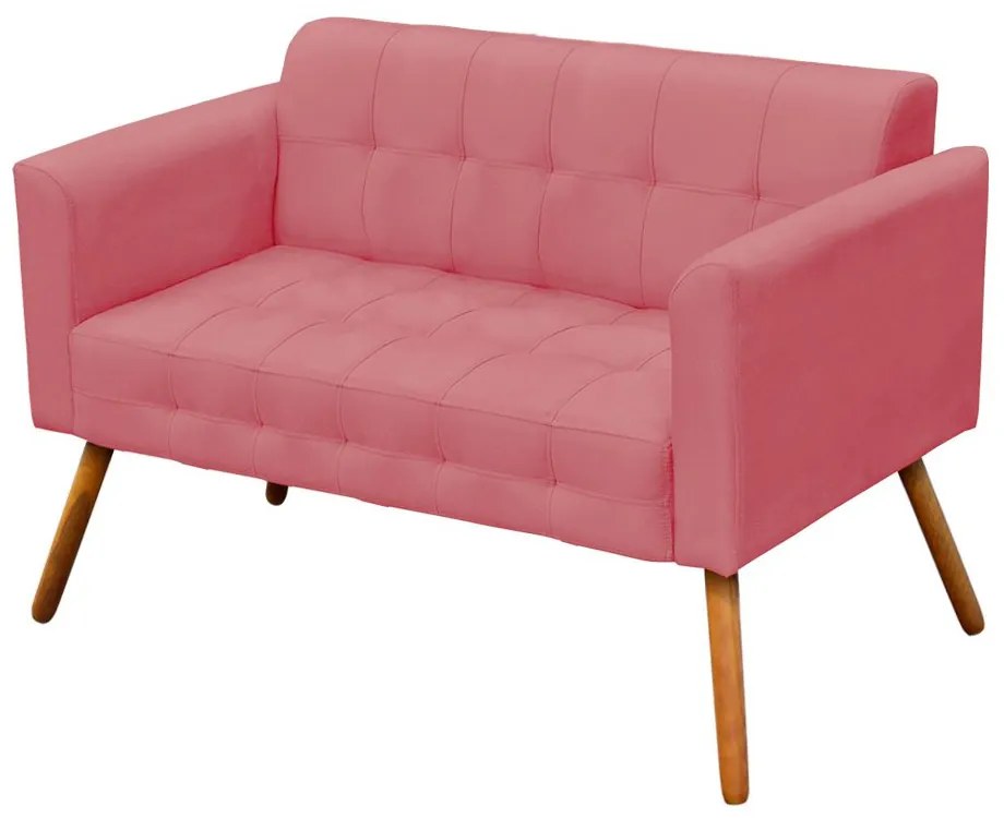 Kit 1 Sofá Namoradeira e 2 Poltronas Elisa Suede Pés Palito Castanho - D'Rossi - Rose
