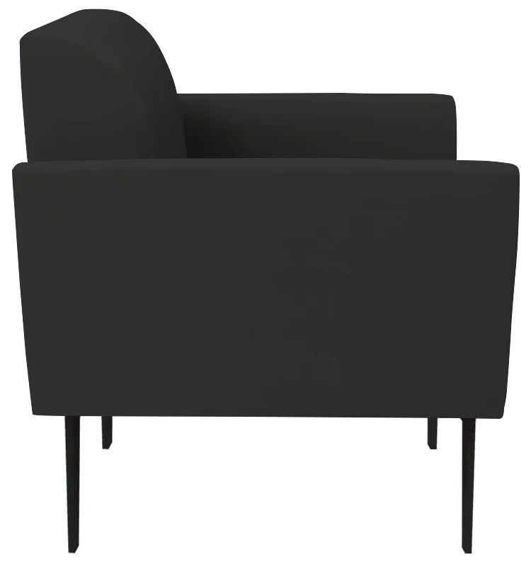 Sofá Namoradeira com 2 Poltronas Pés Villach Marisa Veludo D03 - DRossi - Preto