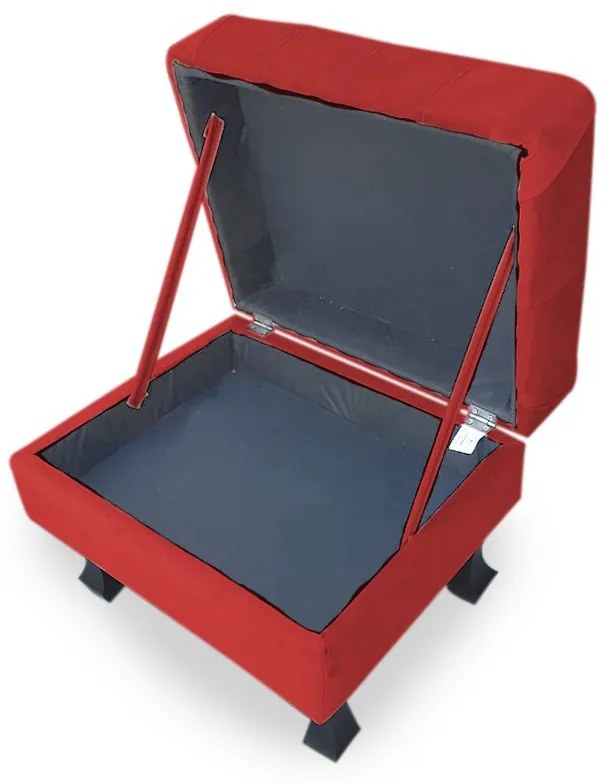 Puff Baú Decorativo Luis XV Capitonê 60x50cm Suede Vermelho - Sheep Estofados - Vermelho