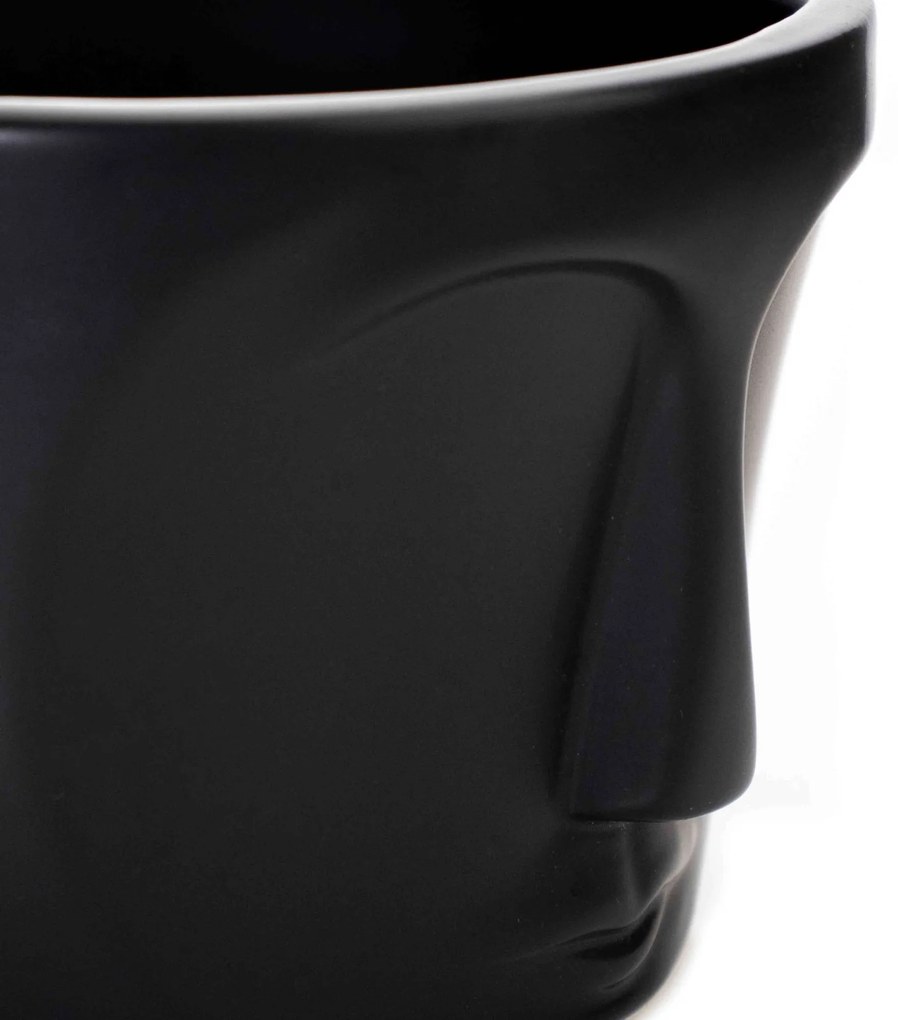 Vaso Decorativo Rosto em Ceramica Preto 15,5x11 cm - D'Rossi